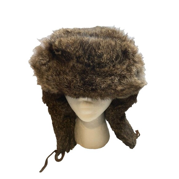 Mad Bomber Rabbit Fur Trapper Hat Leather Strap Ear Flaps Men's L - Picture 1 of 10